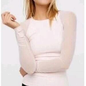 Free People Ivory Scrunch Sleeve Seamless Top Sz S